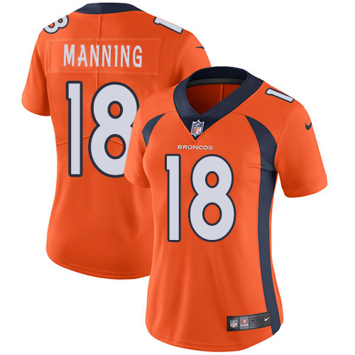 Nike Broncos #18 Peyton Manning Orange Team Color Women's Stitched NFL Vapor Untouchable Limited Jersey